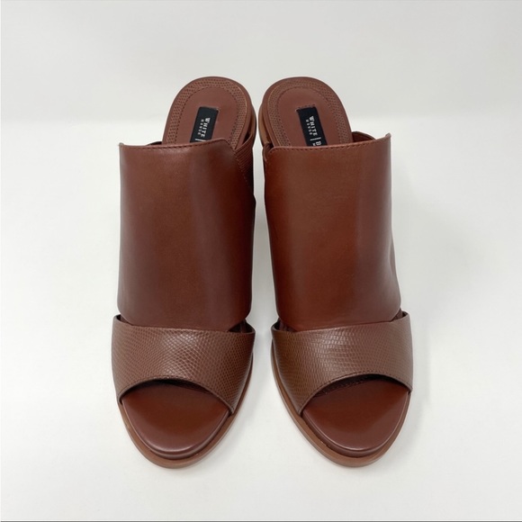 🆕 NIB White House Black Market Caylee Brown Leather Mule Peep-Toe Block Heel 10 - Picture 9 of 13
